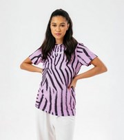 HYPE Lilac Zebra Print Scribble Logo T-Shirt